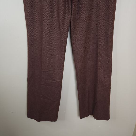 Vintage J. Crew Mid-rise Wide Leg Trousers in Brown Herringbone Print Size 6 - Picture 3 of 9